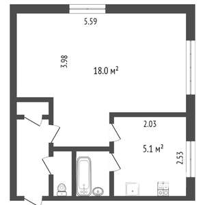 1-к квартира, на длительный срок, 30м2, 3/5 этаж