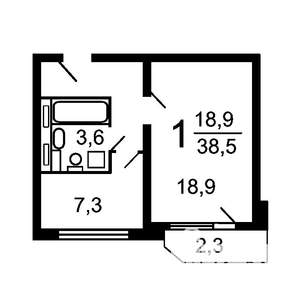 1-к квартира, на длительный срок, 39м2, 6/17 этаж