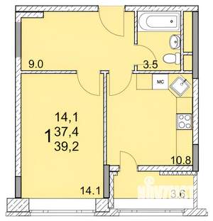 1-к квартира, на длительный срок, 40м2, 16/18 этаж