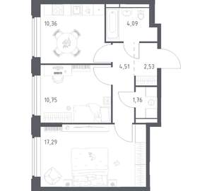 2-к квартира, вторичка, 51м2, 2/17 этаж