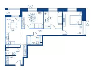 3-к квартира, строящийся дом, 81м2, 11/22 этаж