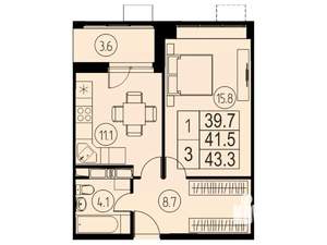 1-к квартира, вторичка, 42м2, 13/17 этаж