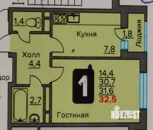 1-к квартира, вторичка, 33м2, 2/5 этаж