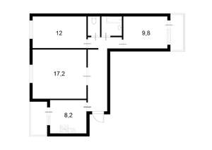 3-к квартира, вторичка, 62м2, 13/14 этаж