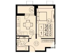 1-к квартира, вторичка, 40м2, 15/17 этаж