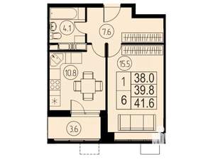 1-к квартира, вторичка, 40м2, 16/17 этаж