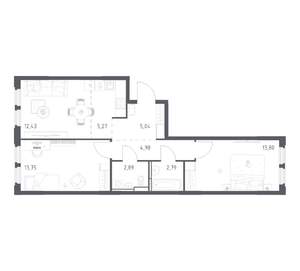 2-к квартира, вторичка, 61м2, 3/17 этаж