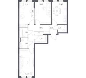 3-к квартира, вторичка, 79м2, 3/17 этаж
