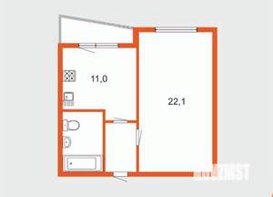 1-к квартира, вторичка, 43м2, 1/17 этаж