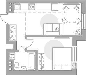 2-к квартира, строящийся дом, 35м2, 4/4 этаж