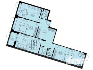3-к квартира, вторичка, 95м2, 2/17 этаж