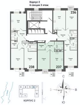 1-к квартира, строящийся дом, 40м2, 3/8 этаж