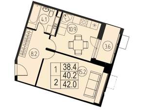 1-к квартира, вторичка, 40м2, 17/17 этаж