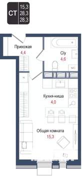 Студия квартира, вторичка, 28м2, 5/8 этаж