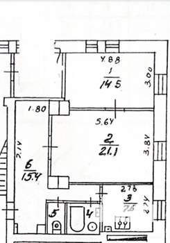2-к квартира, вторичка, 63м2, 1/5 этаж