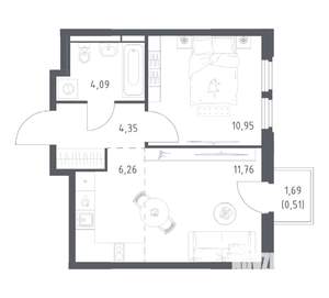 1-к квартира, вторичка, 38м2, 8/17 этаж