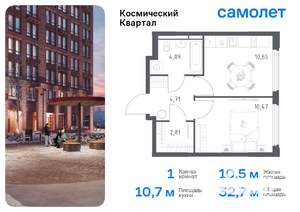 1-к квартира, вторичка, 33м2, 16/16 этаж