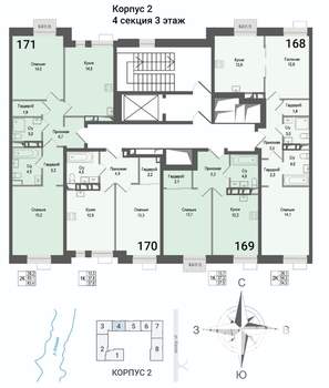 1-к квартира, строящийся дом, 38м2, 3/8 этаж