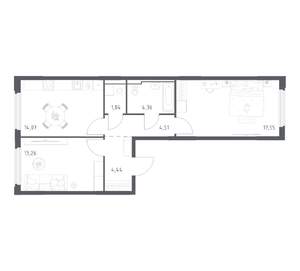 2-к квартира, вторичка, 60м2, 13/17 этаж