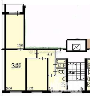 3-к квартира, вторичка, 61м2, 4/9 этаж