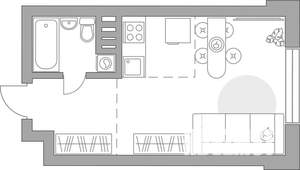 Студия квартира, строящийся дом, 29м2, 4/4 этаж