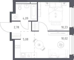 1-к квартира, строящийся дом, 32м2, 2/17 этаж
