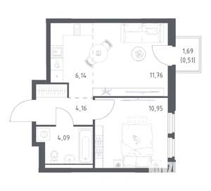1-к квартира, вторичка, 38м2, 7/17 этаж