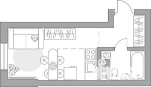 Студия квартира, строящийся дом, 23м2, 4/4 этаж