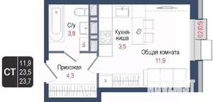 Студия квартира, вторичка, 24м2, 7/8 этаж
