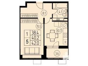 1-к квартира, вторичка, 40м2, 17/17 этаж