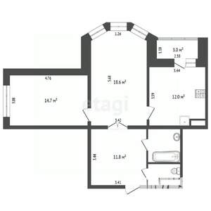 2-к квартира, вторичка, 63м2, 4/17 этаж