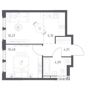1-к квартира, вторичка, 35м2, 4/17 этаж