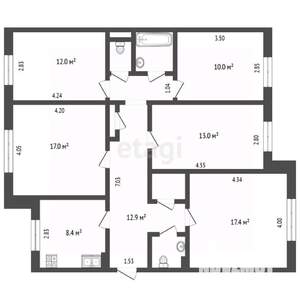 5-к квартира, вторичка, 100м2, 1/12 этаж