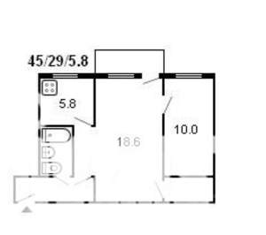 2-к квартира, вторичка, 45м2, 2/5 этаж