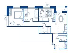 3-к квартира, строящийся дом, 80м2, 6/16 этаж