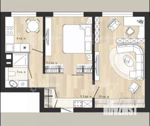 2-к квартира, вторичка, 44м2, 4/9 этаж