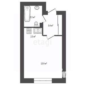 Студия квартира, вторичка, 23м2, 1/4 этаж