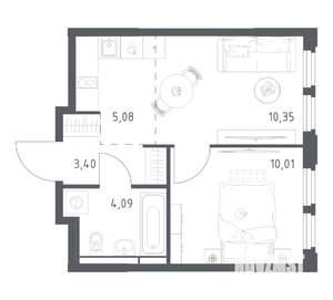 1-к квартира, вторичка, 33м2, 10/17 этаж