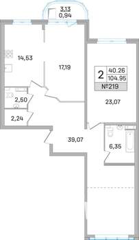 2-к квартира, строящийся дом, 105м2, 5/19 этаж