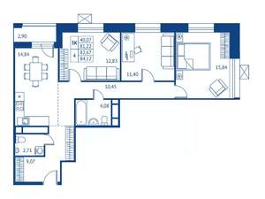 3-к квартира, строящийся дом, 81м2, 12/16 этаж