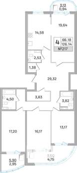4-к квартира, строящийся дом, 126м2, 19/19 этаж
