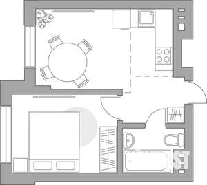 2-к квартира, строящийся дом, 32м2, 1/4 этаж