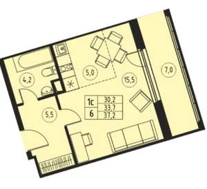 Студия квартира, вторичка, 34м2, 3/17 этаж