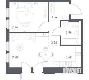 1-к квартира, вторичка, 41м2, 9/17 этаж