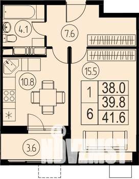 1-к квартира, строящийся дом, 40м2, 8/17 этаж