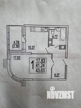 1-к квартира, вторичка, 41м2, 16/19 этаж