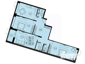 3-к квартира, вторичка, 94м2, 13/17 этаж