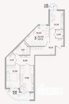 3-к квартира, вторичка, 109м2, 14/17 этаж