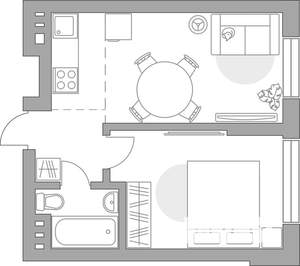 2-к квартира, строящийся дом, 40м2, 4/4 этаж