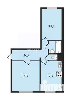 2-к квартира, вторичка, 60м2, 1/10 этаж